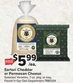 Giant Food Sartori Cheddar or Parmesan Cheese offer