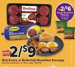 Giant Food Bob Evans or Butterball Breakfast Sausage offer