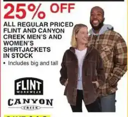 Dunham's Sports Flint and Canyon Creek Men's and Women's Shirtsjackets offer