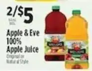 Pioneer Supermarkets Apple & Eve 100% Apple Juice offer