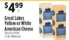 Pioneer Supermarkets Great Lakes Yellow or White American Cheese offer