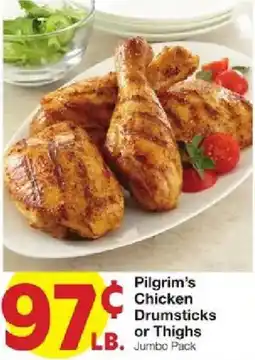 United Supermarkets Pilgrim's Chicken Drumsticks or Thighs offer