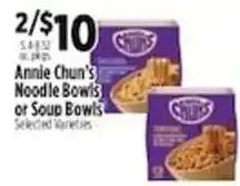 Pioneer Supermarkets Annie Chun's Noodle Bowls or Soup Bowls offer