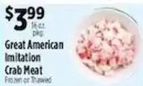 Pioneer Supermarkets Great American imitation crab meat offer
