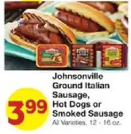 United Supermarkets Johnsonville ground italian sausage, hot dogs or smoked sausage offer