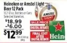 Pioneer Supermarkets Heineken or Amstel Light Beer offer