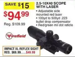 Dunham's Sports Firefield 2.5-10x40 Scope With Laser offer