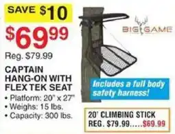 Dunham's Sports Big Game Captain Hang-On With Flex Tek Seat offer