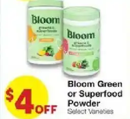 United Supermarkets Bloom Green or Superfood Powder offer