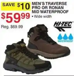 Dunham's Sports Hi-Tec Men's Traverse Pro or Ronan Mid Waterproof offer