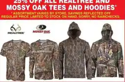 Dunham's Sports RealTree and Mossy Oak tees and hoodies offer
