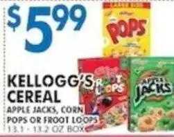 Kellogg's cereal apple jacks, corn pops or fruit loops