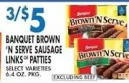 Associated Banquet brown 'n serve sausage links or patties offer