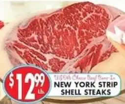 Associated Usda Choice Beef Bone-In New York Strip Shell Steaks offer