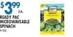Associated Ready pac microwaveable spinach offer