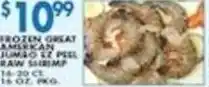 Associated Frozen great american jumbo ez peel raw shrimp offer
