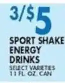 Associated Sport Shake Energy Drinks offer
