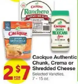 United Supermarkets Cacique Authentic Chunk, Crema or Shredded Cheese offer