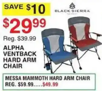 Black Sierra Alpha Ventback Hard Arm Chair