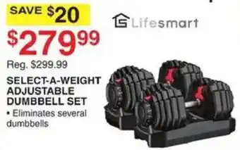 Dunham's Sports Lifesmart select-a-weight adjustable dumbbell set offer