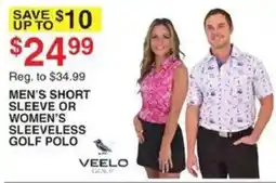 Dunham's Sports Veelo Golf Men's Short Sleeve or Women's Sleeveless Golf Polo offer