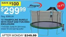 Dunham's Sports Propel 15' trampoline bundle with hoop and fun-ring enclosure offer