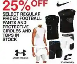 Dunham's Sports Under Armour select regular priced football pants and protective girdles and tops offer