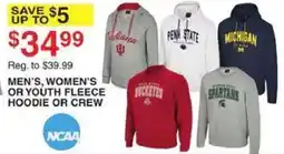 Dunham's Sports Ncaa men's, women's or youth fleece hoodie or crew offer