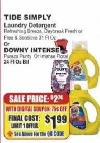 Key Food Tide Simply Laundry Detergent or Downy Intense offer
