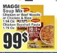 Food Universe Maggi soup mix chicken or beef noodle or chicken or rice offer