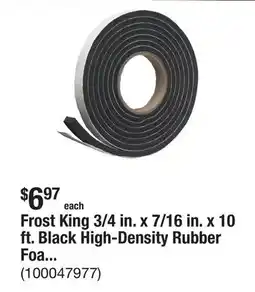 The Home Depot Frost King 3/4 in. x 7/16 in. x 10 ft. Black High-Density Rubber Foam Weatherstrip Tape offer