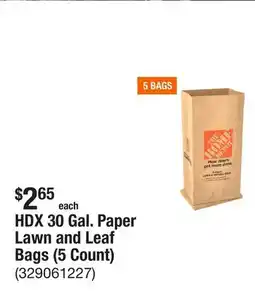 The Home Depot HDX 30 Gal. Paper Lawn and Leaf Bags (5 Count) offer