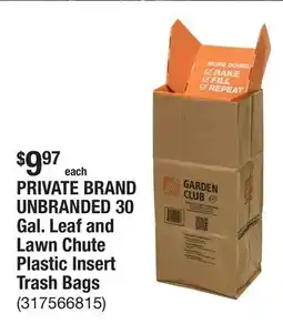 The Home Depot PRIVATE BRAND UNBRANDED 30 Gal. Leaf and Lawn Chute Plastic Insert Trash Bags offer