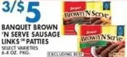 Associated Banquet brown 'n serve sausage links on patties offer