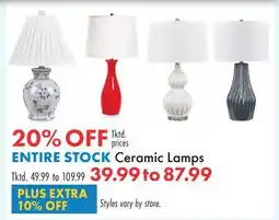 Boscov's Ceramic Lamps offer