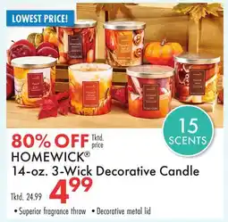 Boscov's HOMEWICK 14-oz. 3-Wick Decorative Candle offer