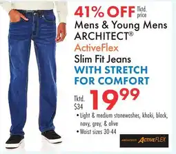 Boscov's Mens & Young Mens ARCHITECT ActiveFlex Slim Fit Jeans offer