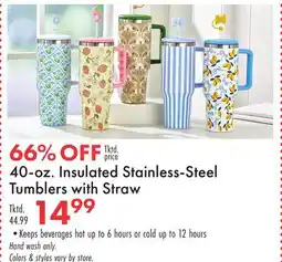 Boscov's 40-oz. Insulated Stainless-Steel Tumblers with Straw offer