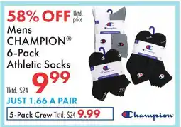 Boscov's Mens CHAMPION 6-Pack Athletic Socks offer