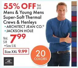 Boscov's Mens & Young Mens Super-Soft Thermal Crews & Henleys offer