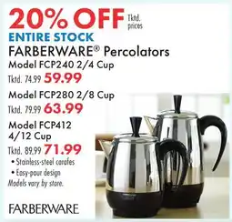 Boscov's ENTIRE STOCK FARBERWARE Percolators offer