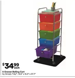 Michaels 5-Drawer Rolling Cart by Simply Tidy offer