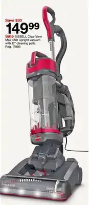 Target BISSELL CleanView Max 4381 upright vacuum with 12 cleaning path offer