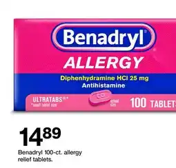 Target Benadryl 100 ct. allergy relief tablets offer