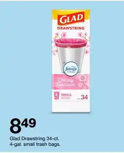 Target Glad Drawstring 34-ct. 4-gal. small trash bag offer