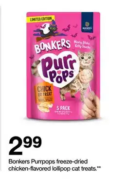 Target Bonkers Purrpops freeze-dried chicken-flavored lollipop cat treats offer