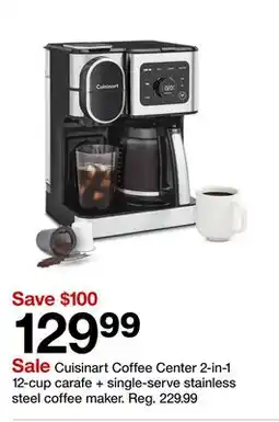 Target Cuisinart Coffee Center 2-in-1 12-cup carafe + single-serve stainless steel coffee maker offer