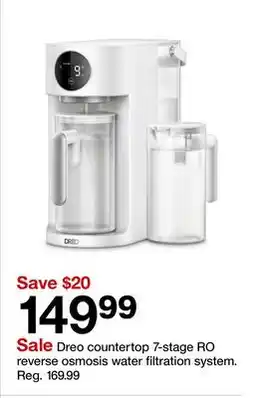 Target Dreo countertop 7-stage RO reverse osmosis water filtration system offer