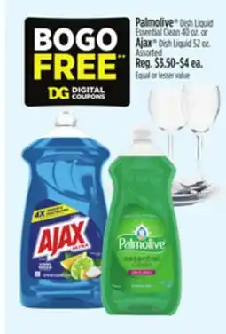 Dollar General Palmolive Dish Liquid Essential Clean 49 oz. or Ajax Dish Liquid 52 oz offer