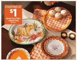 Dollar General Harvest Party Plates or Napkin Packs offer